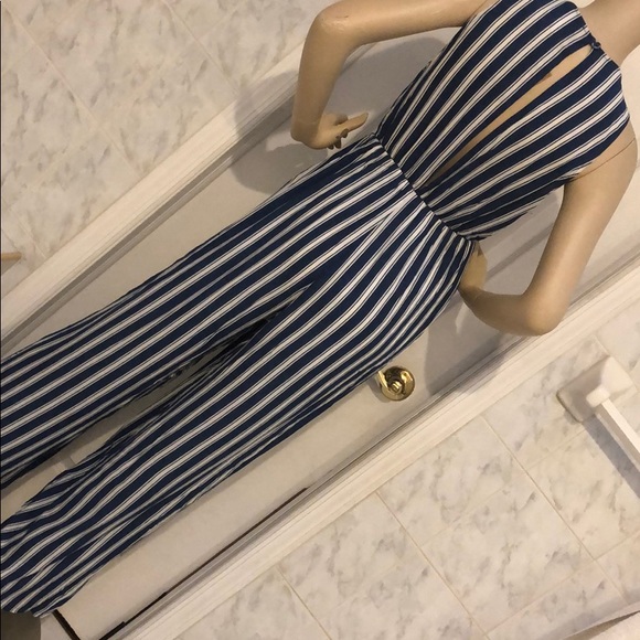 BLUE & WHITE STRIPED JUMPSUIT - Picture 7 of 8